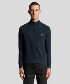 Lyle & Scott Lambswool Blend 1/4 Zip Jumper Dark Navy Marl
