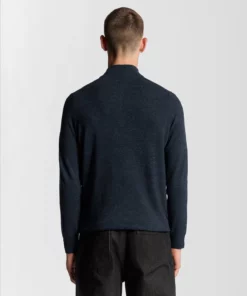 Lyle & Scott Lambswool Blend 1/4 Zip Jumper Dark Navy Marl