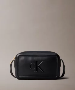 Calvin Klein Embossed Monogram Logo Camera Bag Black