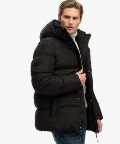 Superdry Hooded 5 Baffle Puffer Jacket Black