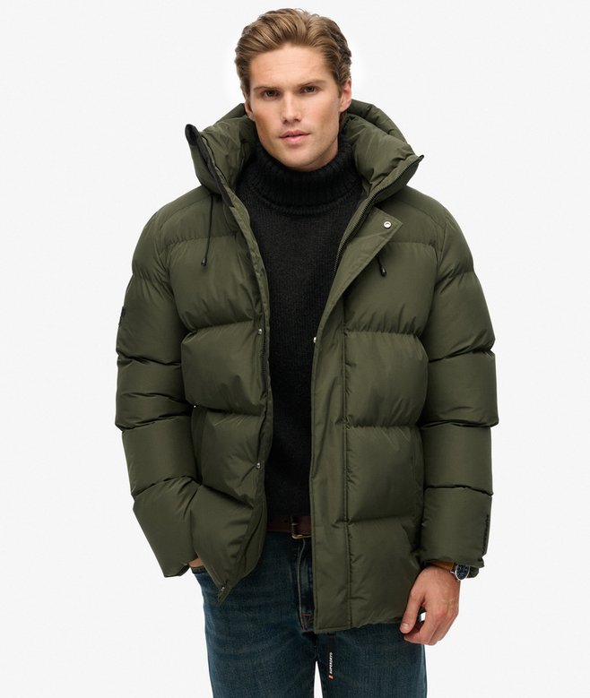 Superdry Hooded 5 Baffle Puffer Jacket Army Khaki Green