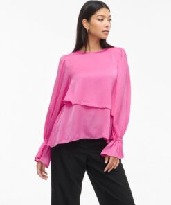 Vicarley Flounce Top Fiji Pink