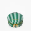 Fenella Smith Round Jewellery Case Green And lilac Stripe