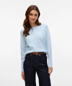 VMDOFFY LS O-Neck Blouse Ga Noos Blue Cashmere Blue