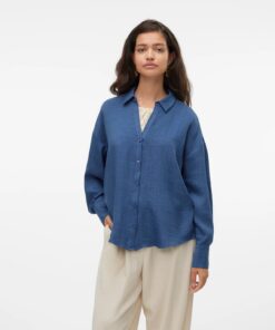 VMMELANEY Queeny Ls Shirt WVN Noos Blue Dark Denim