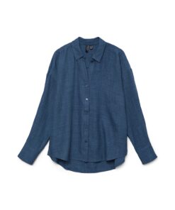 VMMELANEY Queeny Ls Shirt WVN Noos Blue Dark Denim