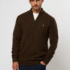 Axel Lambswool Knit Half-zip Dark Brown Melange