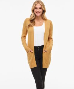 Viril Open Knit Cardigan Amber Gold