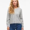 Vilory O-Neck Ls Knit Cardigan Light Grey Melange