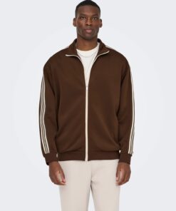 Onsriber Ls Zip Stripe Track Sweat Potting Soil