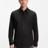 Regular Fit Shirt in Cotton Poplin Black