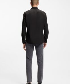 Regular Fit Shirt in Cotton Poplin Black