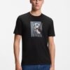 Cotton Jersey T-Shirt with Animal Artwork Black