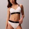 Calvin Klein High Waist Bikini Briefs - Graphic Monogram Microfibre Stretch White