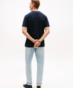 Tommy Hilfiger Global Stripe Pique Pocket Tee Navy Blue