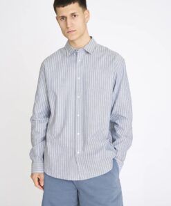 Resteröds Shirt Davis Cotton Blue with Stripes