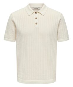 Only & Sons Onsmoon polo knit White Egret