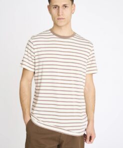 Resteröds T-shirt O-neck Bamboo Viscose Brown Striped