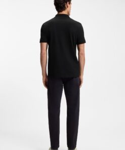 Hugo Passerzip Stretch Cotton Slim Fit Polo Shirt Black