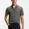 Hugo Passerzip Stretch Cotton Slim Fit Polo Shirt Grey