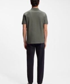 Hugo Passerzip Stretch Cotton Slim Fit Polo Shirt Grey