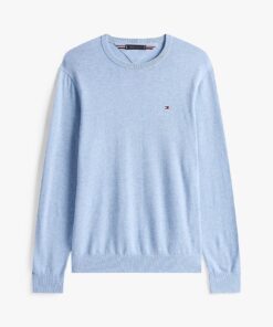 Tommy Hilfiger Flag Embroidery Crew Neck Jumper Vessel Blue Heather