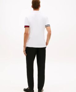 Tommy Hilfiger Slim Fit Interlock Knit Tipped Polo Shirt White