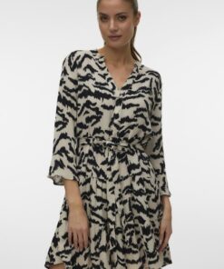 Vero Moda VMMenny Ls V-Neck Short Dress Silver Lining