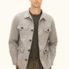 Oscar Jacobson Regular Fit Safari Cotton Twill Overshirt Green