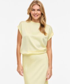 Vila Viellette Satin Top Pastel Yellow