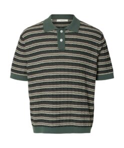 Selected Homme SLHDane Knit Color Structure Polo Balsam Green