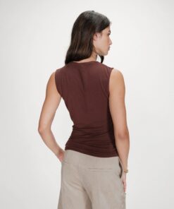 Grace & Mila Draped Sleeveless Top Valley Chocolat
