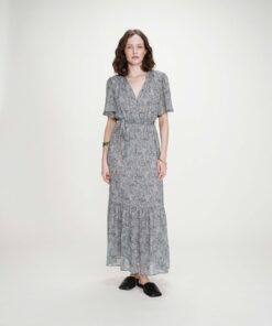 Grace & Mila Long Paisley Print Dress Venelle Sky