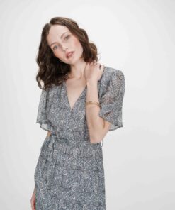 Grace & Mila Long Paisley Print Dress Venelle Sky