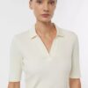 Comma, Soft Polo Shirt With Ribbed Structure Cream