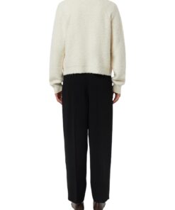 Comma, Bouclé Knitted Blouson In Cotton Blend With Raglan Sleeves Cream