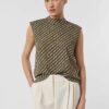 Comma, Chiffon Blouse With Subtle Shoulder Pads Olive