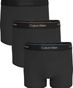 Calvin Klein 3 Pack Relaxed Dart Trunks Icon Cotton Stretch Black