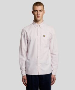 Lyle & Scott Stripe Oxford Shirt Pink Grapefruit White