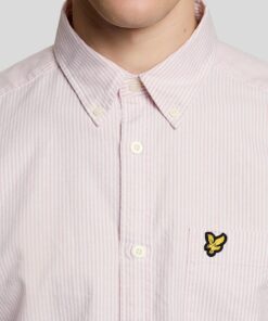 Lyle & Scott Stripe Oxford Shirt Pink Grapefruit White
