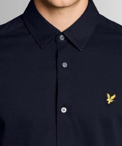 Lyle & Scott Cotton Oxford Jersey Shirt Dark Navy