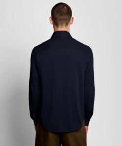 Lyle & Scott Cotton Oxford Jersey Shirt Dark Navy