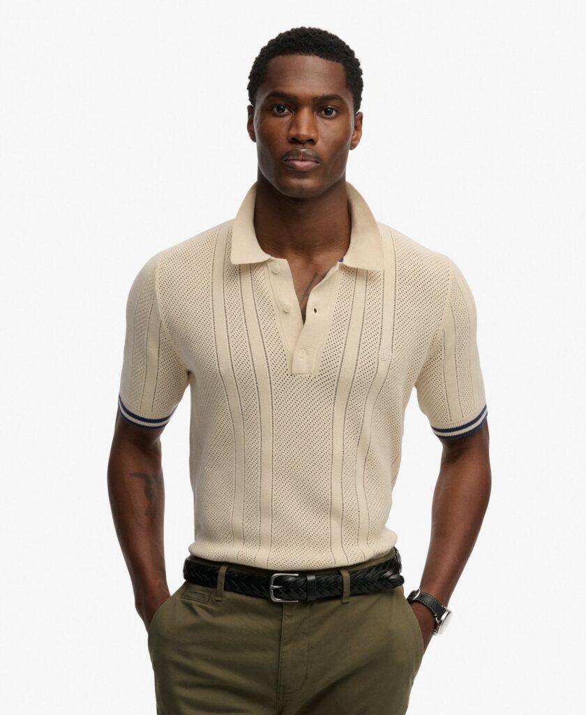 Superdry Knitted Texture S/S Polo Oatmeal Beige