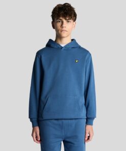 Lyle & Scott Junior Loopback Cotton Hoodie Dark Cornflower