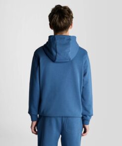 Lyle & Scott Junior Loopback Cotton Hoodie Dark Cornflower
