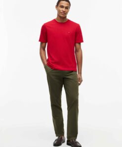 Tommy Hilfiger Flag Embroidery Crew Neck T-Shirt Medium Red