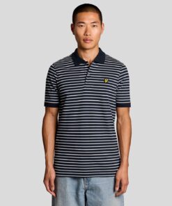 Lyle & Scott Pique Breton Polo Shirt Dark Navy White
