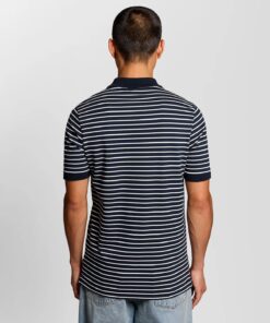 Lyle & Scott Pique Breton Polo Shirt Dark Navy White