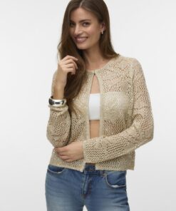 Vero Moda VMLeilani Flower O-Neck Cardigan Cement