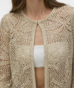 Vero Moda VMLeilani Flower O-Neck Cardigan Cement